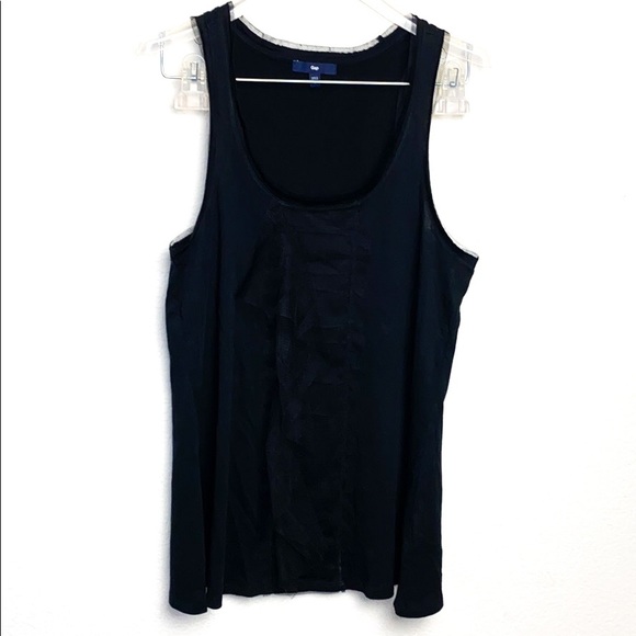 Gap Black Mesh Trim Ruffle Tank - Picture 1 of 7